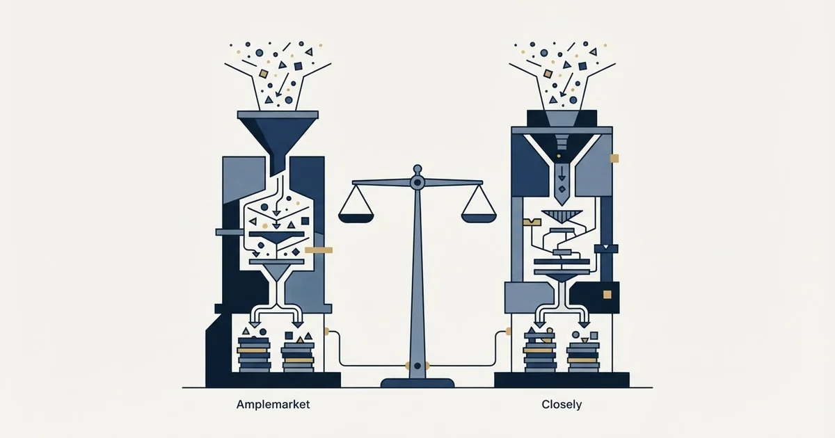 Editorial illustration for Amplemarket vs Closely