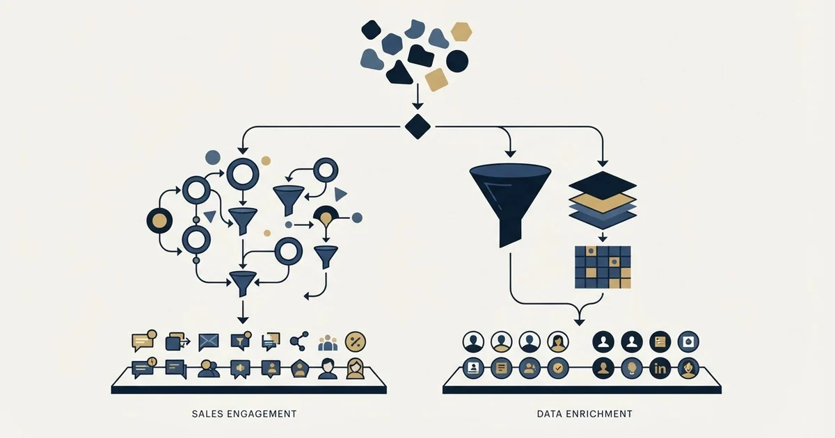 Editorial illustration for Amplemarket vs CompanyEnrich