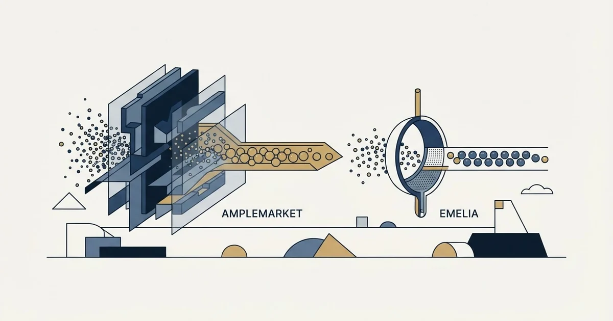 Editorial illustration for Amplemarket vs Emelia