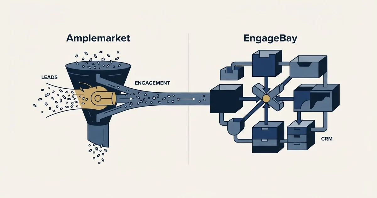 Editorial illustration for Amplemarket vs EngageBay