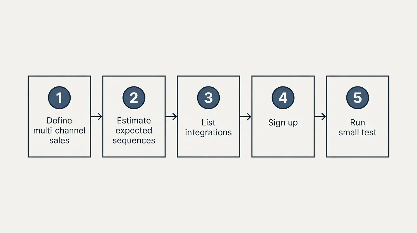 Step sequence: Getting Started Checklist (Define multi-channel sales, Estimate expected sequences, List integrations, Sign up)