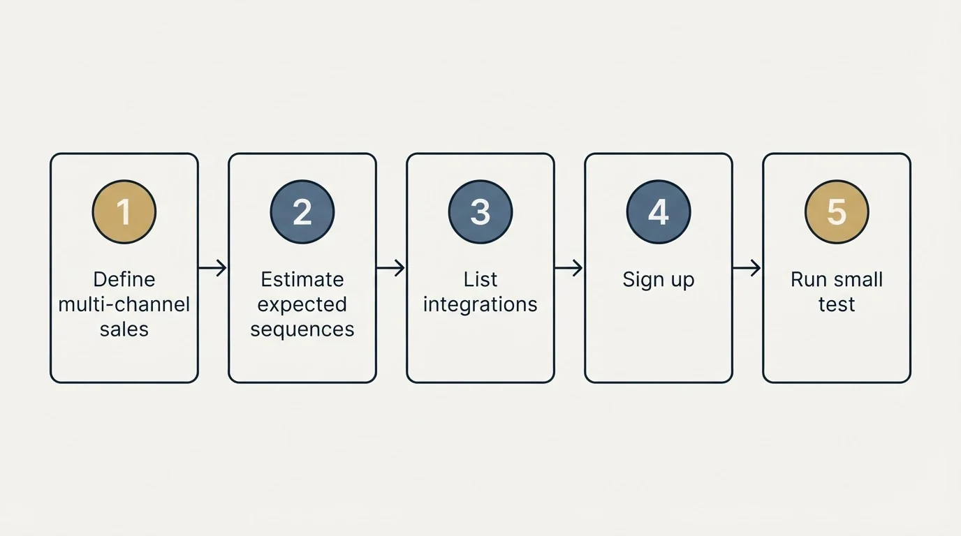 Step sequence: Getting Started Checklist (Define multi-channel sales, Estimate expected sequences, List integrations, Sign up)