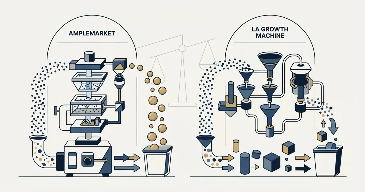 Editorial illustration for Amplemarket vs La Growth Machine