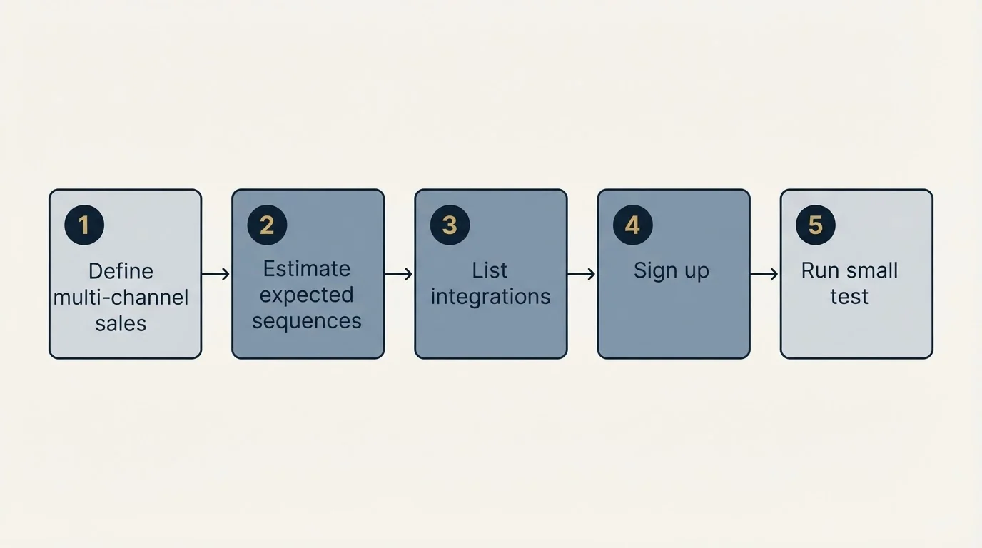 Step sequence: Getting Started Checklist (Define multi-channel sales, Estimate expected sequences, List integrations, Sign up)