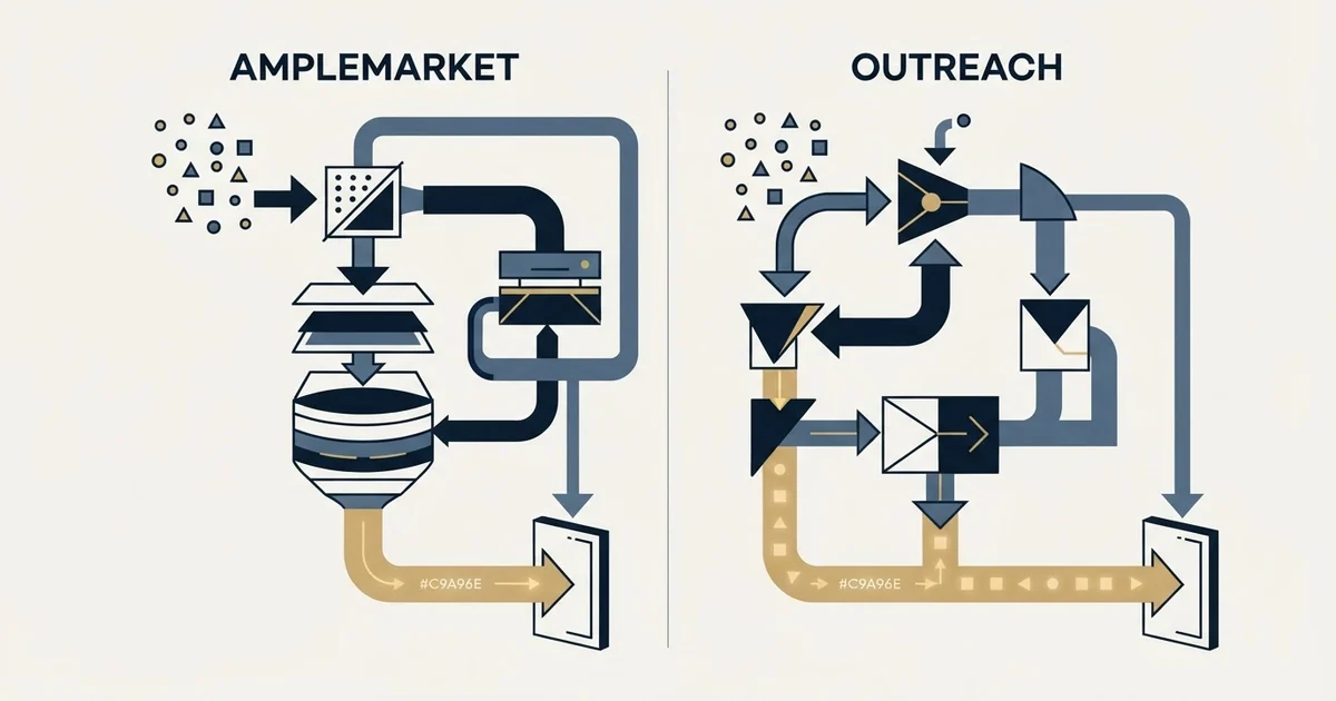 Editorial illustration for Amplemarket vs Outreach