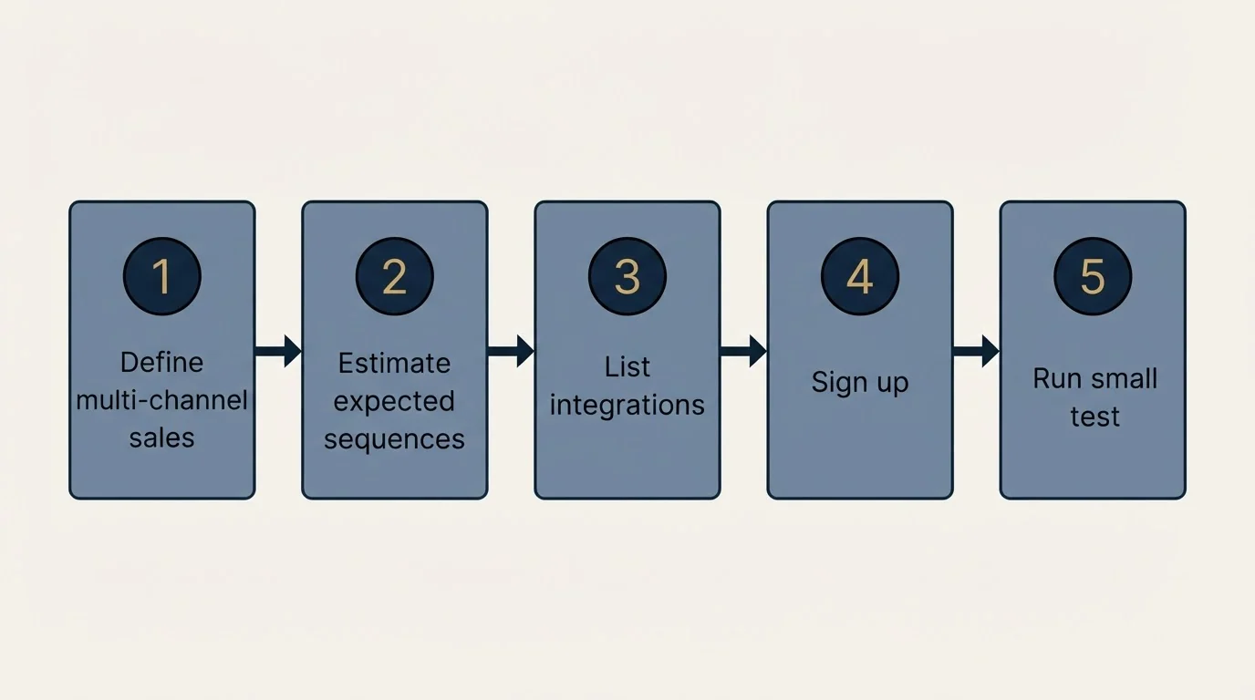 Step sequence: Getting Started Checklist (Define multi-channel sales, Estimate expected sequences, List integrations, Sign up)