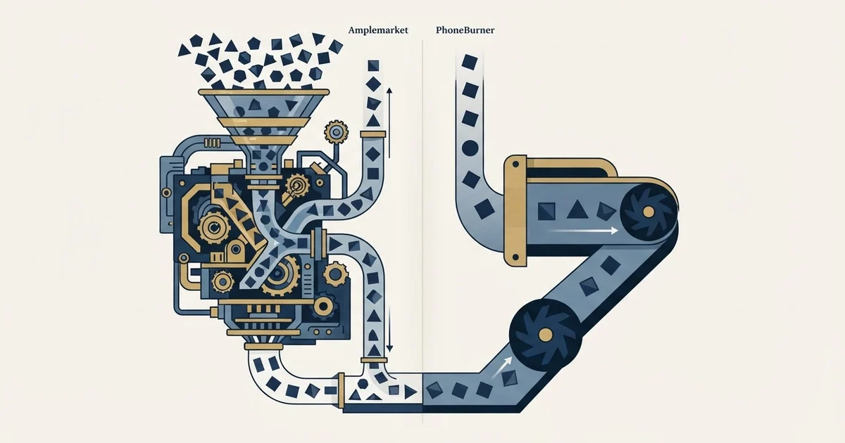 Editorial illustration for Amplemarket vs PhoneBurner