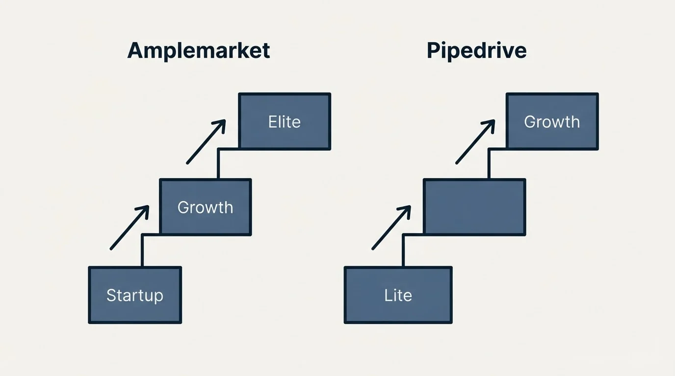 Pricing ladder: Pricing Comparison (Amplemarket, Pipedrive, Startup, Lite)