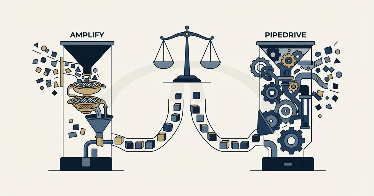 Editorial illustration for Amplemarket vs Pipedrive