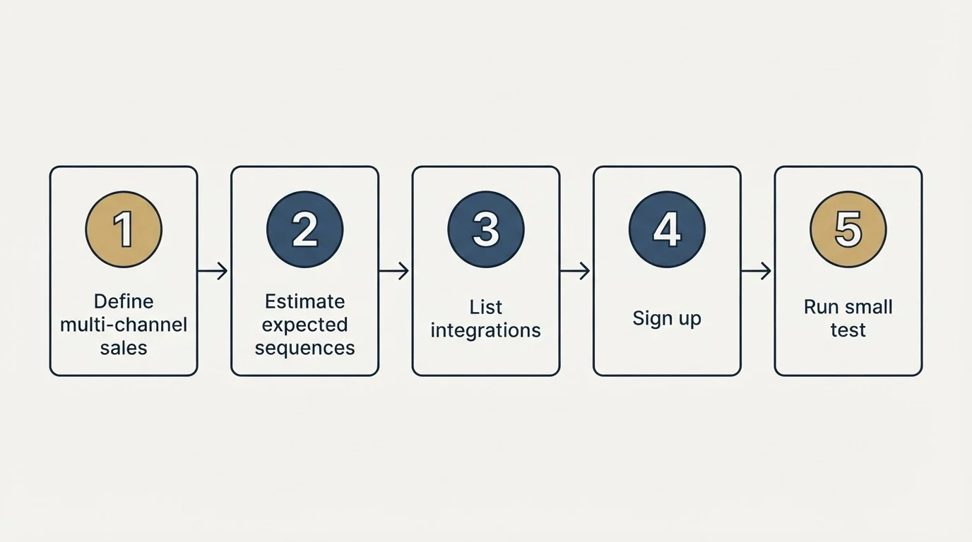 Step sequence: Getting Started Checklist (Define multi-channel sales, Estimate expected sequences, List integrations, Sign up)