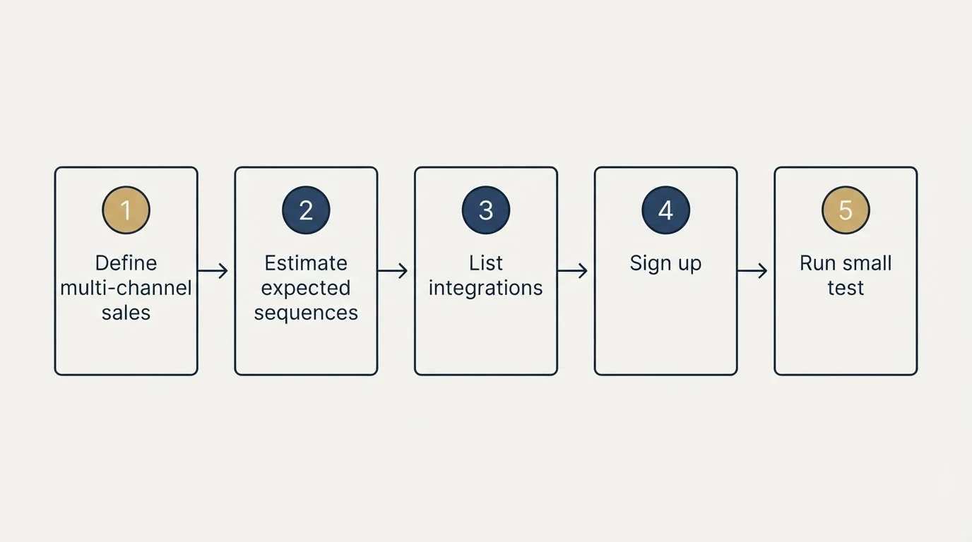 Step sequence: Getting Started Checklist (Define multi-channel sales, Estimate expected sequences, List integrations, Sign up)