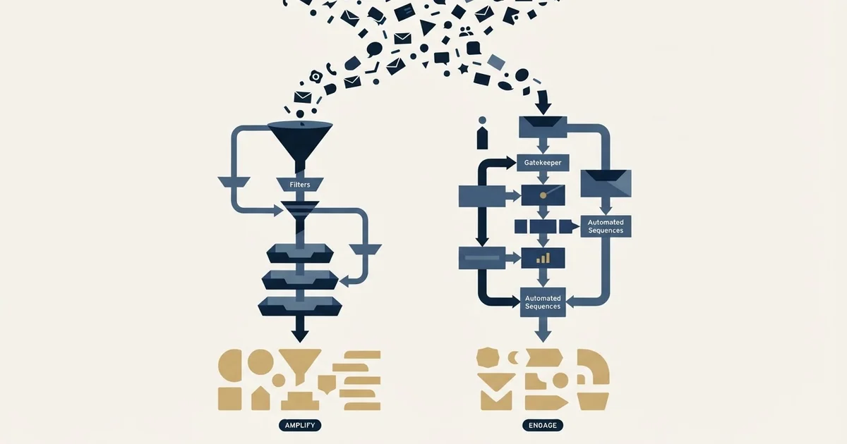 Editorial illustration for Amplemarket vs Saleshandy