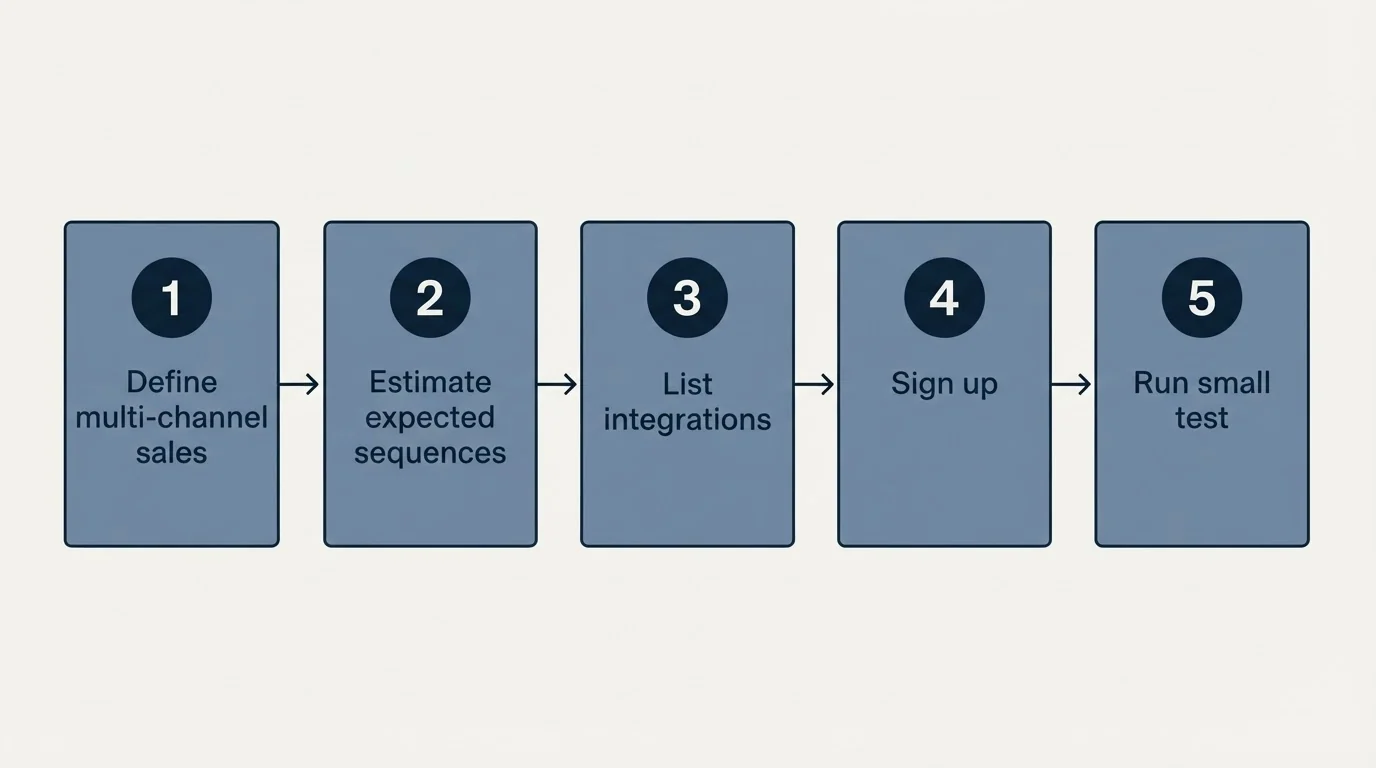 Step sequence: Getting Started Checklist (Define multi-channel sales, Estimate expected sequences, List integrations, Sign up)