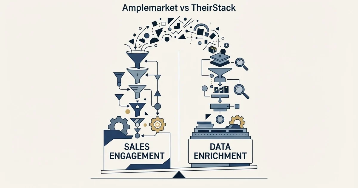 Editorial illustration for Amplemarket vs TheirStack