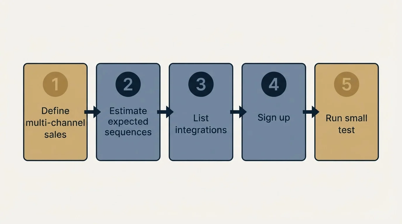 Step sequence: Getting Started Checklist (Define multi-channel sales, Estimate expected sequences, List integrations, Sign up)