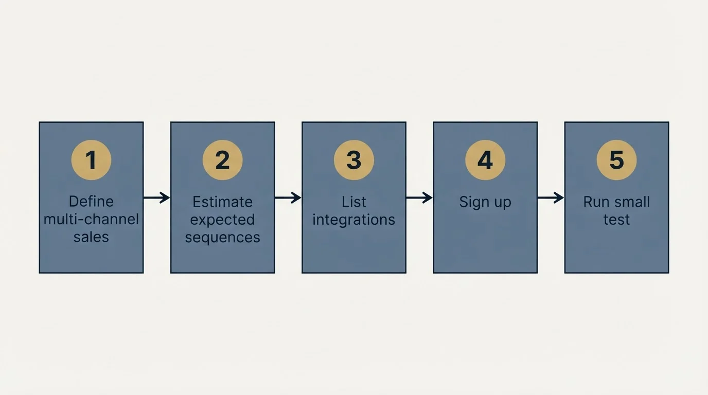 Step sequence: Getting Started Checklist (Define multi-channel sales, Estimate expected sequences, List integrations, Sign up)