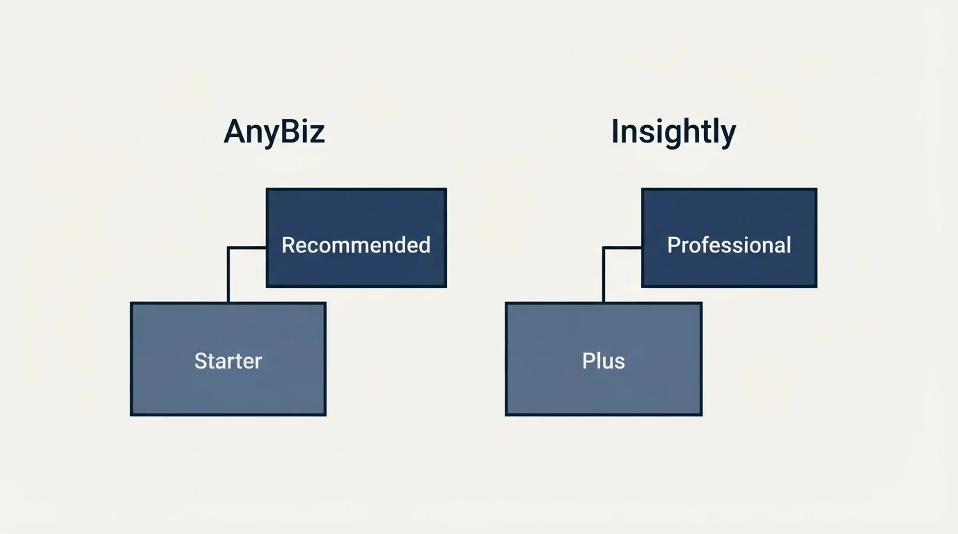Pricing ladder: Pricing Comparison (AnyBiz, Insightly, Starter, Plus)