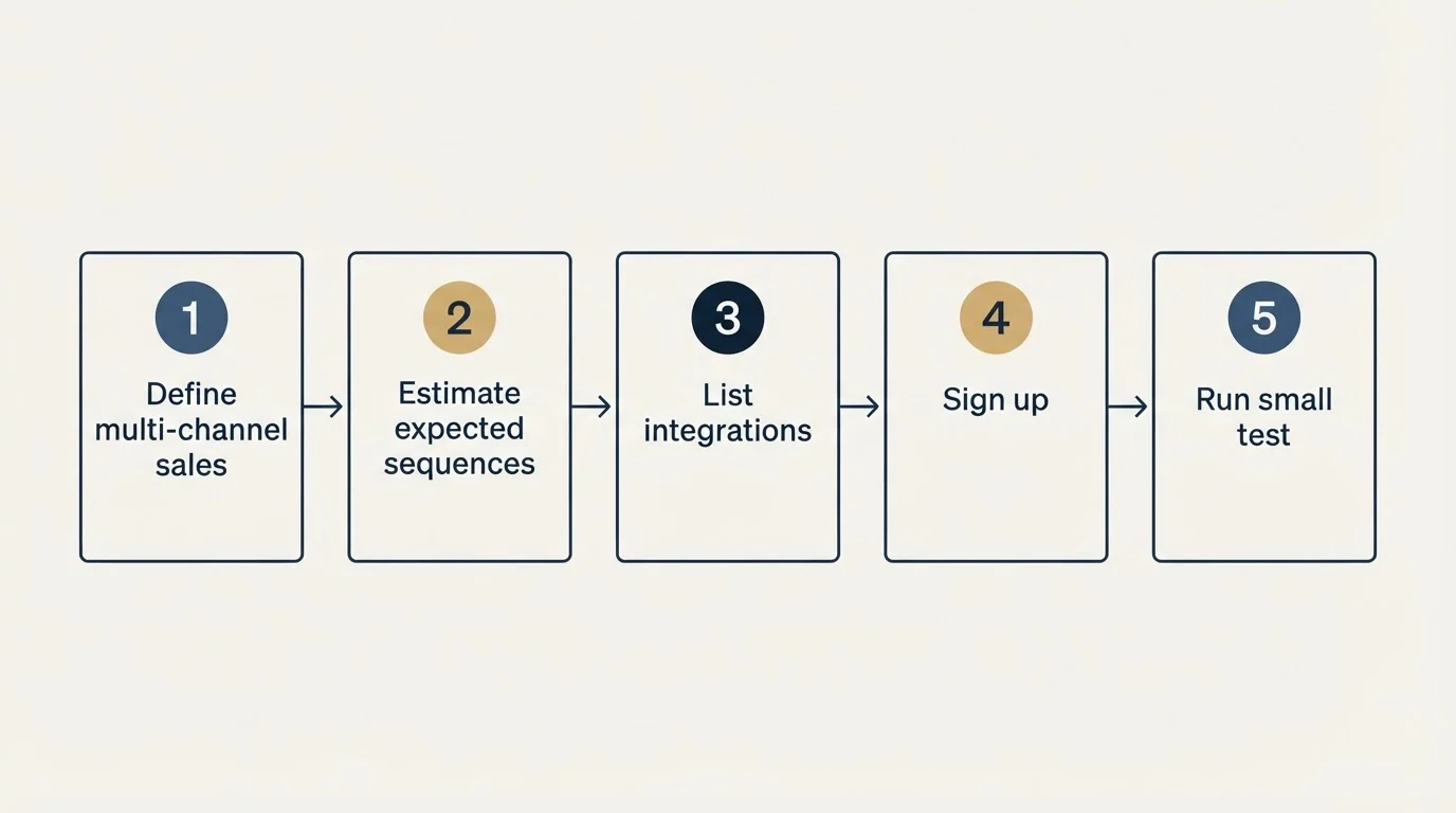 Step sequence: Getting Started Checklist (Define multi-channel sales, Estimate expected sequences, List integrations, Sign up)