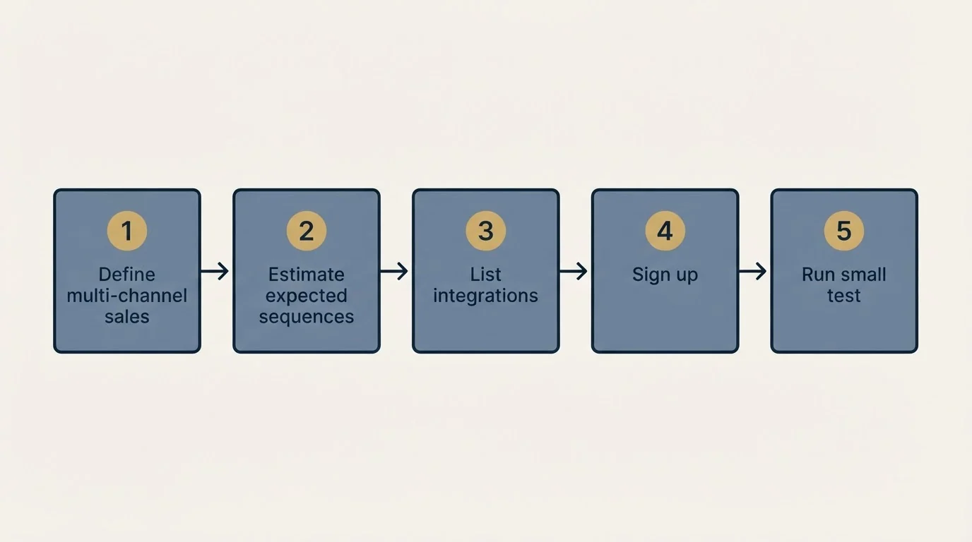 Step sequence: Getting Started Checklist (Define multi-channel sales, Estimate expected sequences, List integrations, Sign up)