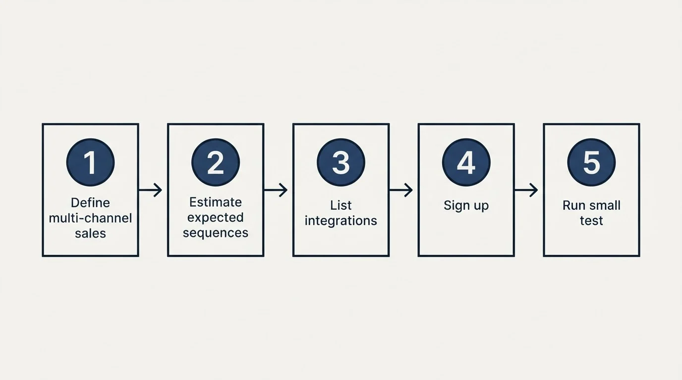 Step sequence: Getting Started Checklist (Define multi-channel sales, Estimate expected sequences, List integrations, Sign up)