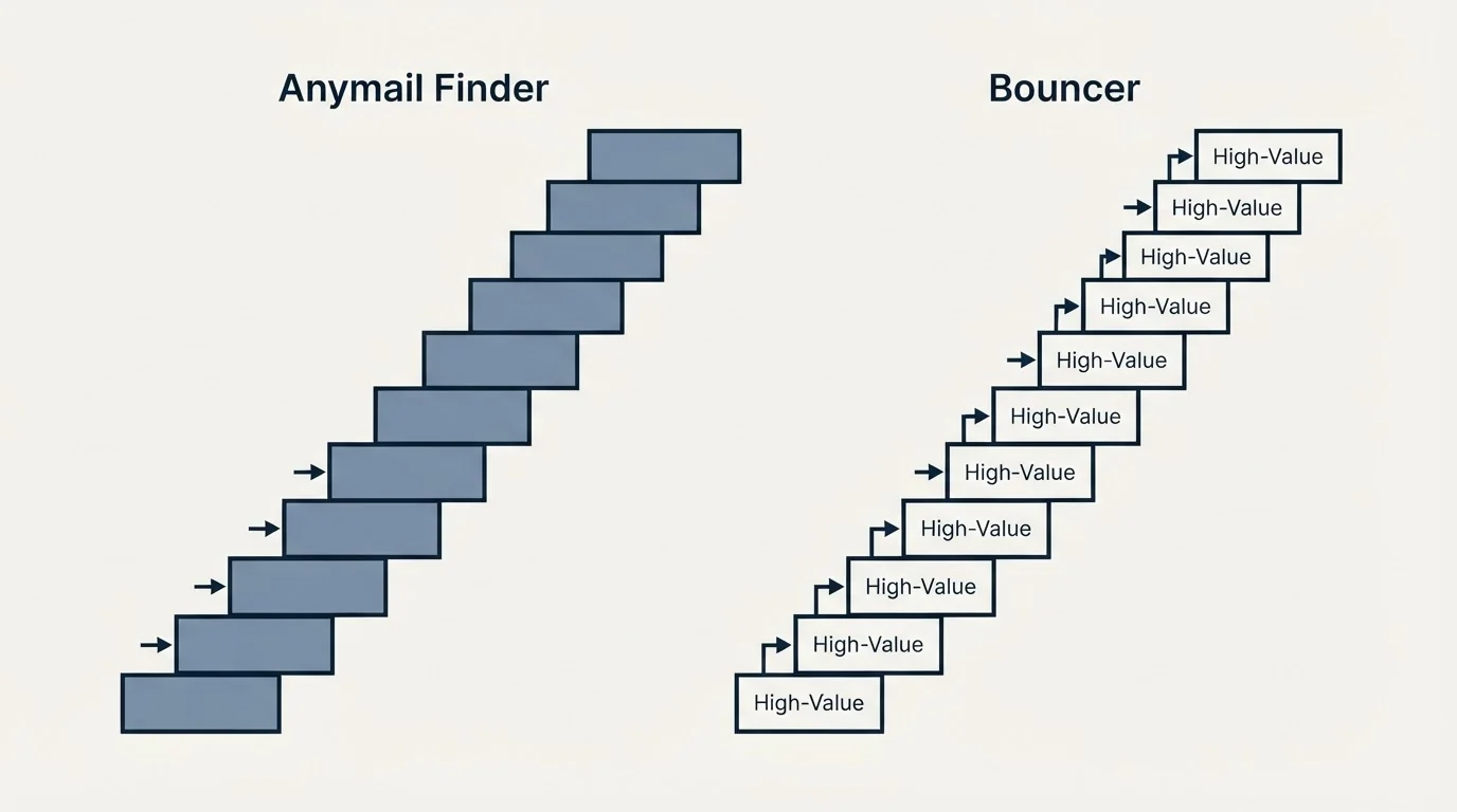 Pricing ladder: Pricing Comparison (Anymail Finder, Bouncer, High-Value)