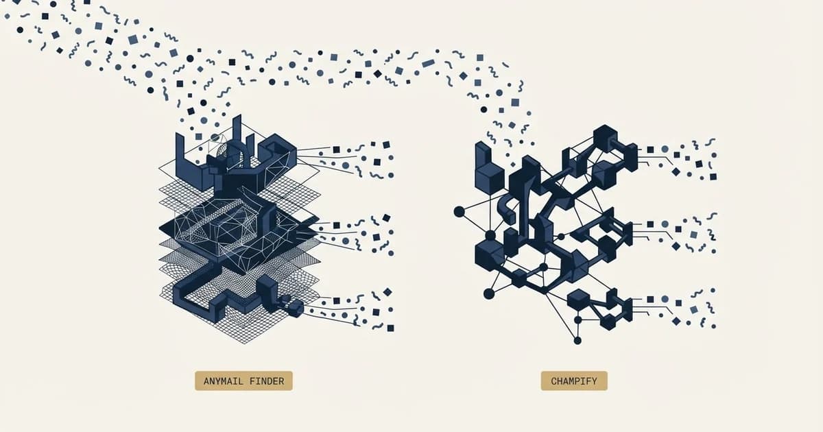 Editorial illustration for Anymail Finder vs Champify