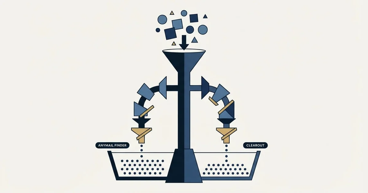Editorial illustration for Anymail Finder vs Clearout