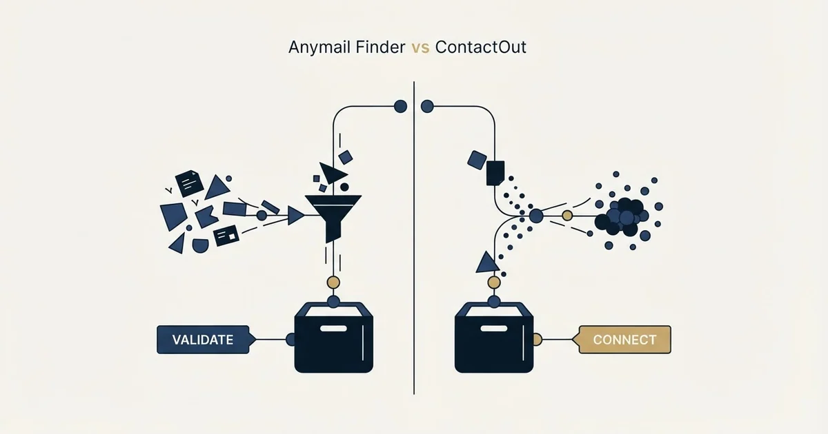 Editorial illustration for Anymail Finder vs ContactOut