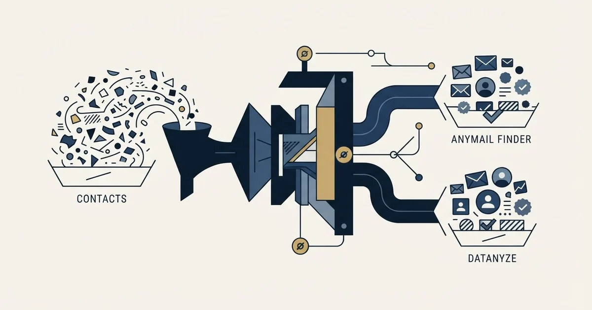 Editorial illustration for Anymail Finder vs Datanyze