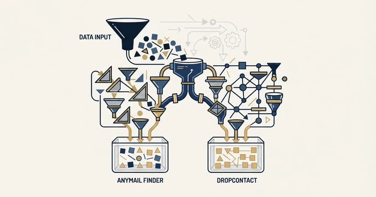 Editorial illustration for Anymail Finder vs Dropcontact