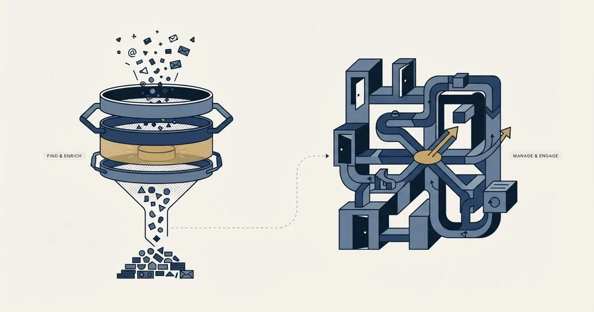 Editorial illustration for Anymail Finder vs EngageBay