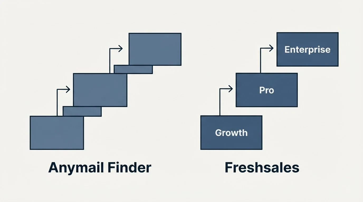 Pricing ladder: Pricing Comparison (Anymail Finder, Freshsales, Growth, Pro)