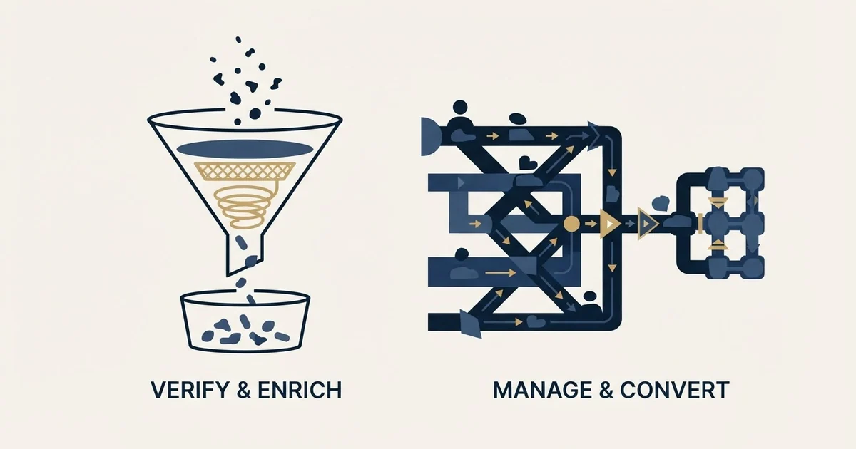 Editorial illustration for Anymail Finder vs Freshsales