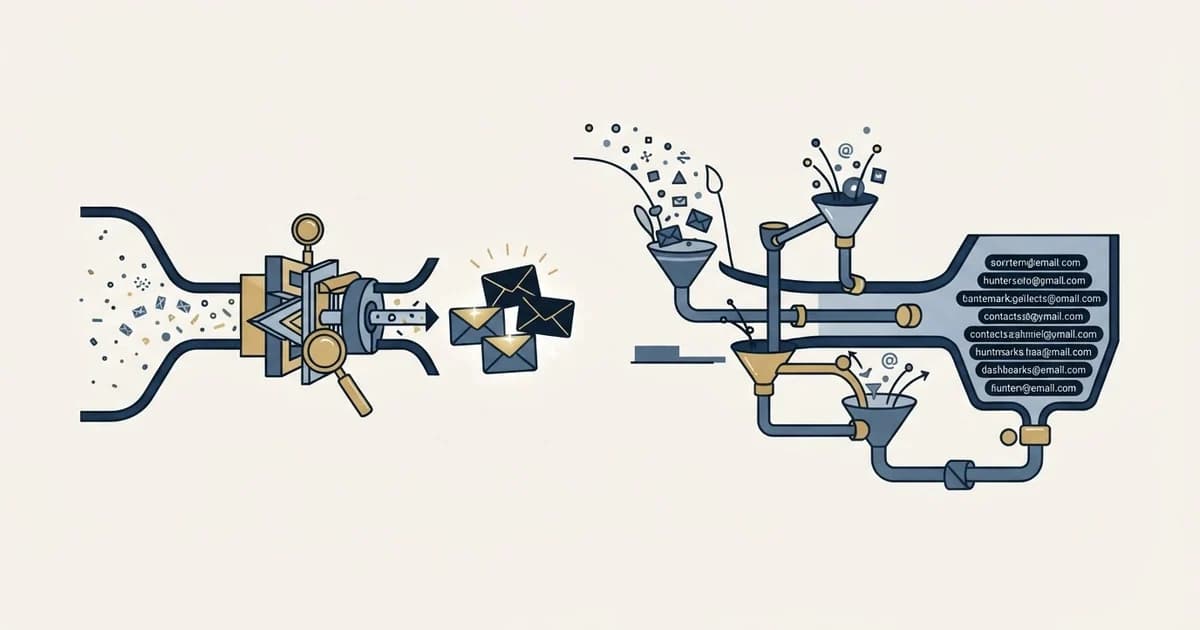 Editorial illustration for Anymail Finder vs Hunter