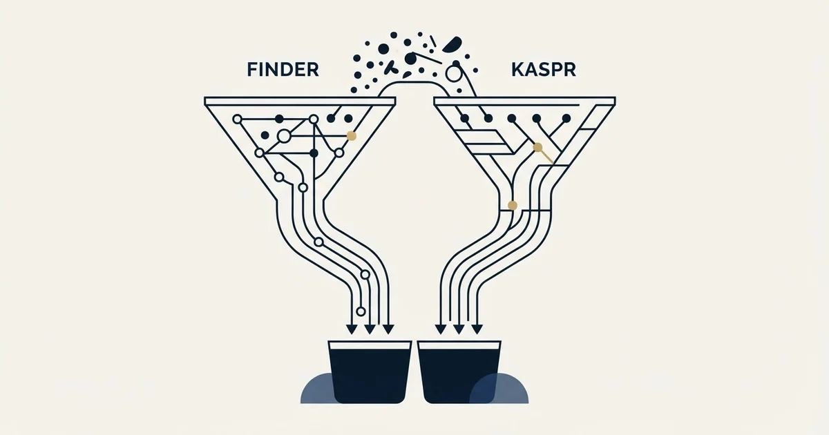 Editorial illustration for Anymail Finder vs Kaspr