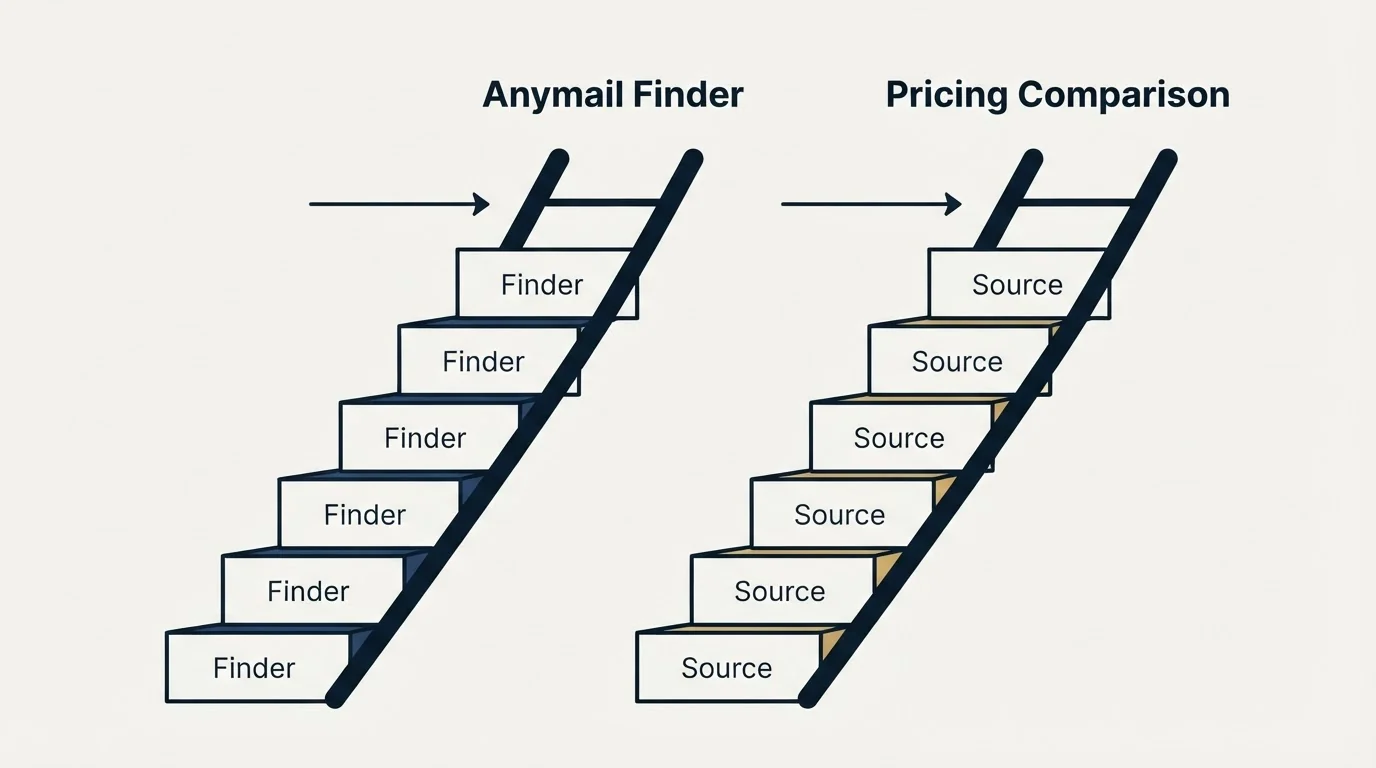 Pricing ladder: Pricing Comparison (Anymail Finder, Source, Finder, Pricing Comparison)