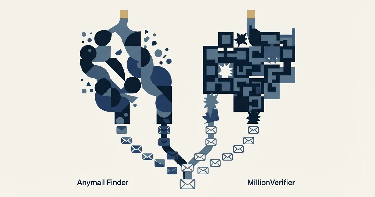 Editorial illustration for Anymail Finder vs MillionVerifier