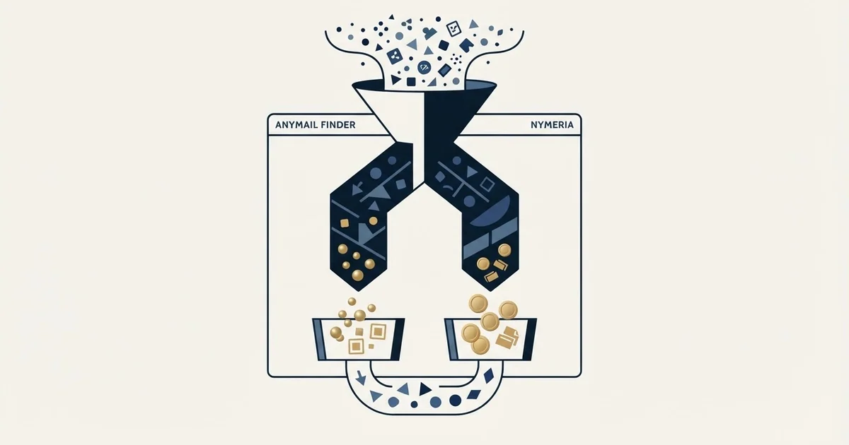 Editorial illustration for Anymail Finder vs Nymeria