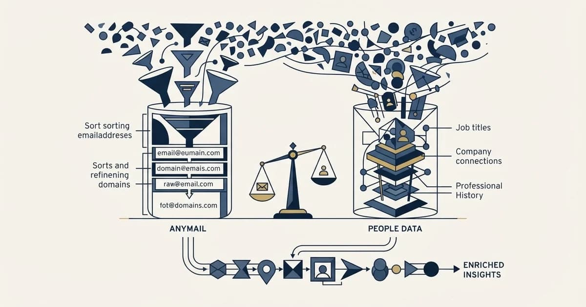 Editorial illustration for Anymail Finder vs People Data Labs