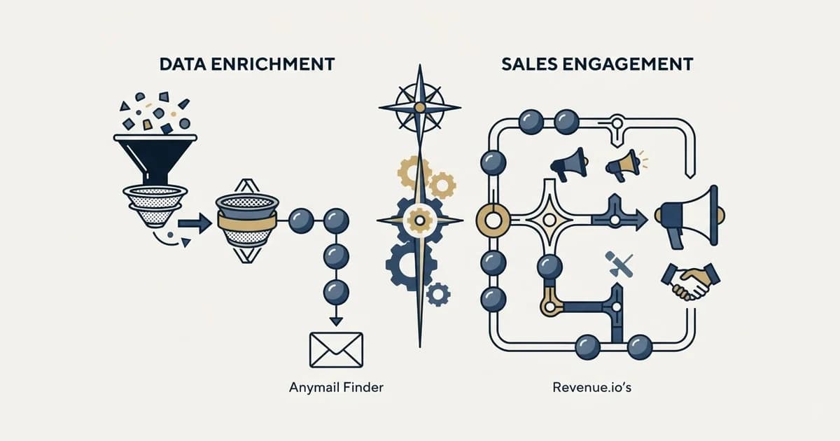Editorial illustration for Anymail Finder vs Revenue.io