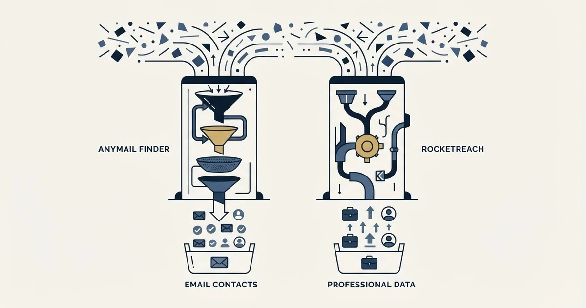 Editorial illustration for Anymail Finder vs RocketReach