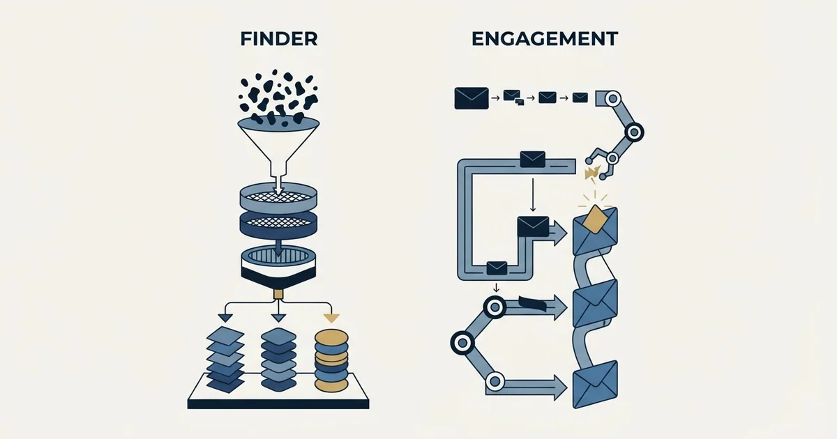 Editorial illustration for Anymail Finder vs SalesRobot