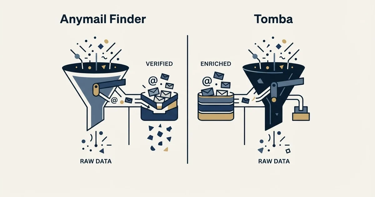 Editorial illustration for Anymail Finder vs Tomba