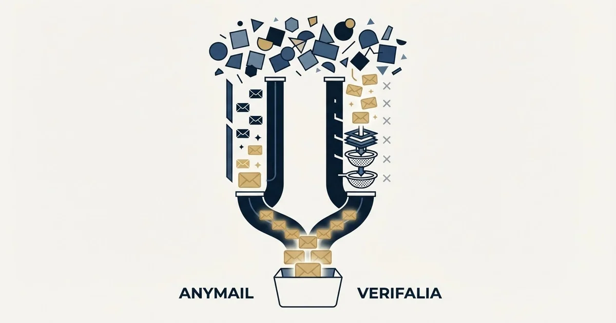 Editorial illustration for Anymail Finder vs Verifalia