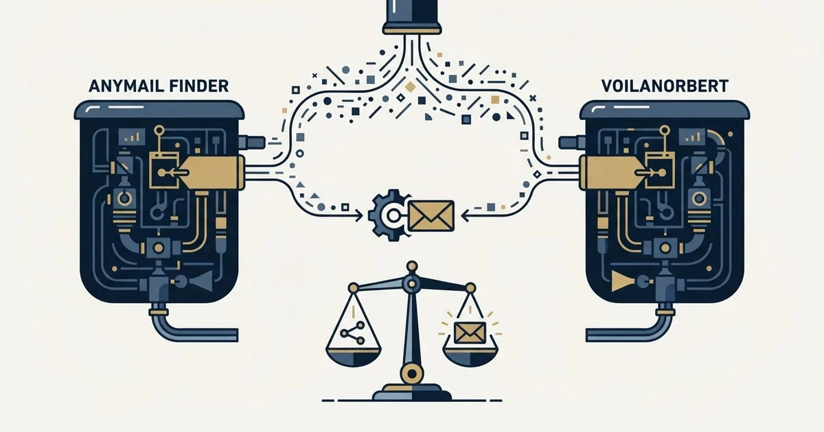 Editorial illustration for Anymail Finder vs VoilaNorbert