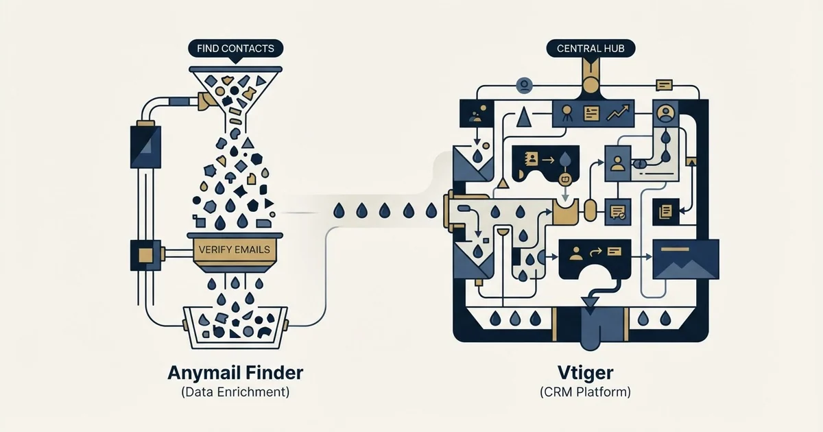 Editorial illustration for Anymail Finder vs Vtiger