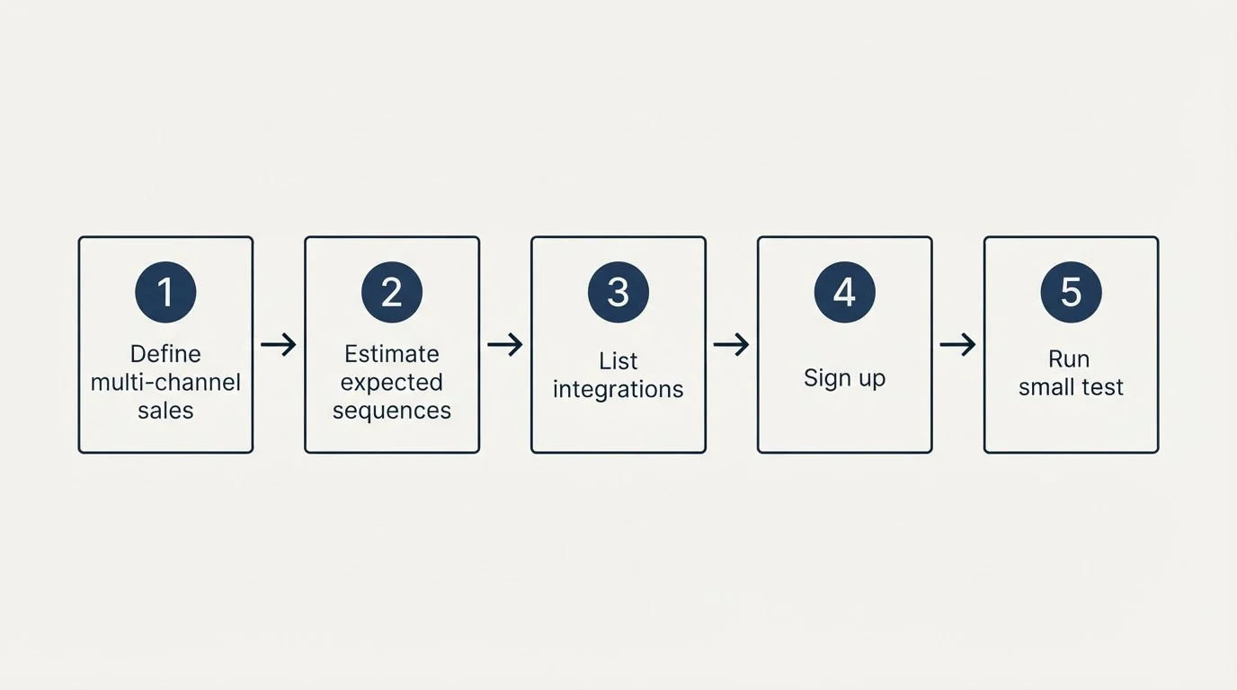 Step sequence: Getting Started Checklist (Define multi-channel sales, Estimate expected sequences, List integrations, Sign up)