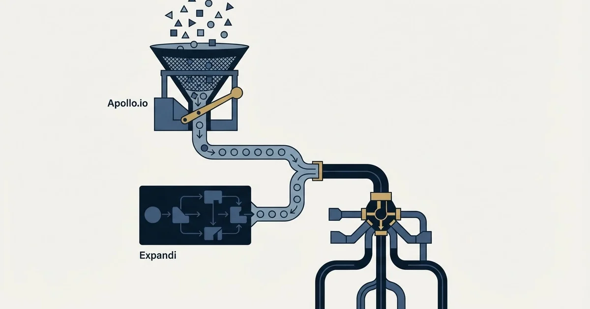 Editorial illustration for Apollo.io vs Expandi