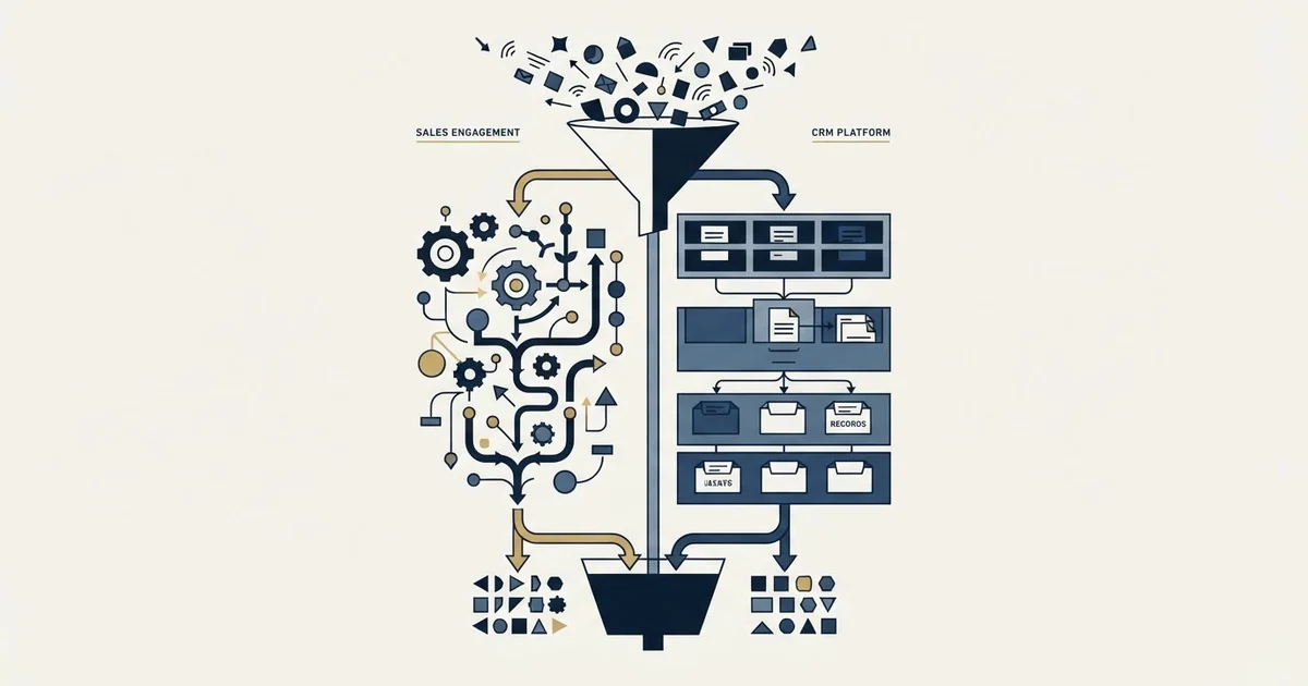 Editorial illustration for Apollo.io vs Insightly