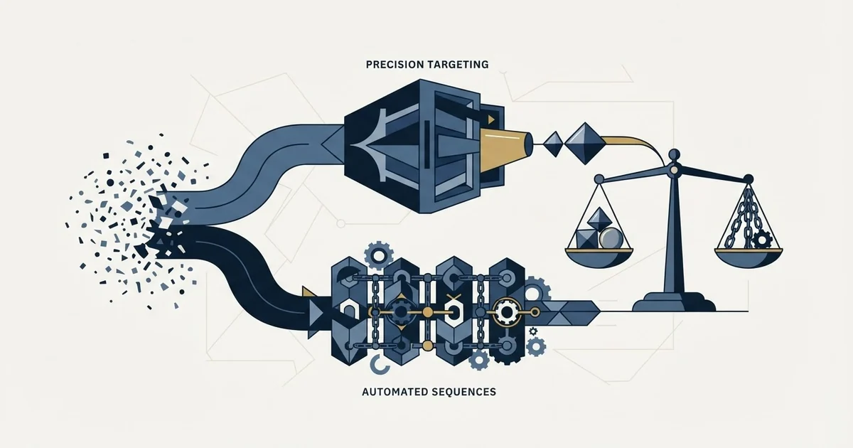 Editorial illustration for Apollo.io vs La Growth Machine